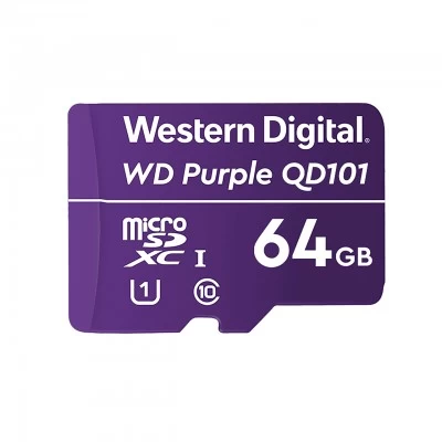 Memoria Micro SD Western Digital Purple 64GB SDXC QD101, Videovigilancia 24/7, Resistente Temperatura
