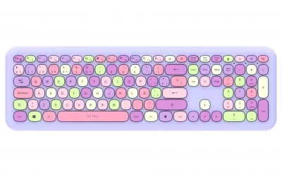 Kit Teclado y Mouse Acteck Creator Chic Colors MK475 Inalambrico, USB, Morado