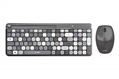 Kit Teclado y Mouse Acteck Creator Chic Colors MK470 Inalambrico, USB, Gris