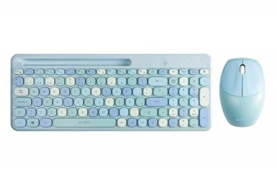Kit Teclado y Mouse Acteck Creator Chic Colors MK470 Inalambrico, USB, Azul