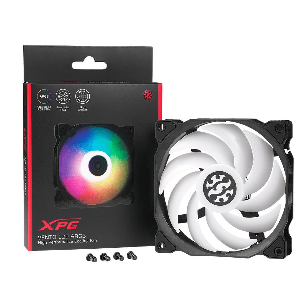 Ventilador XPG Vento 120 RGB LED, 120mm, 1200RPM, Negro