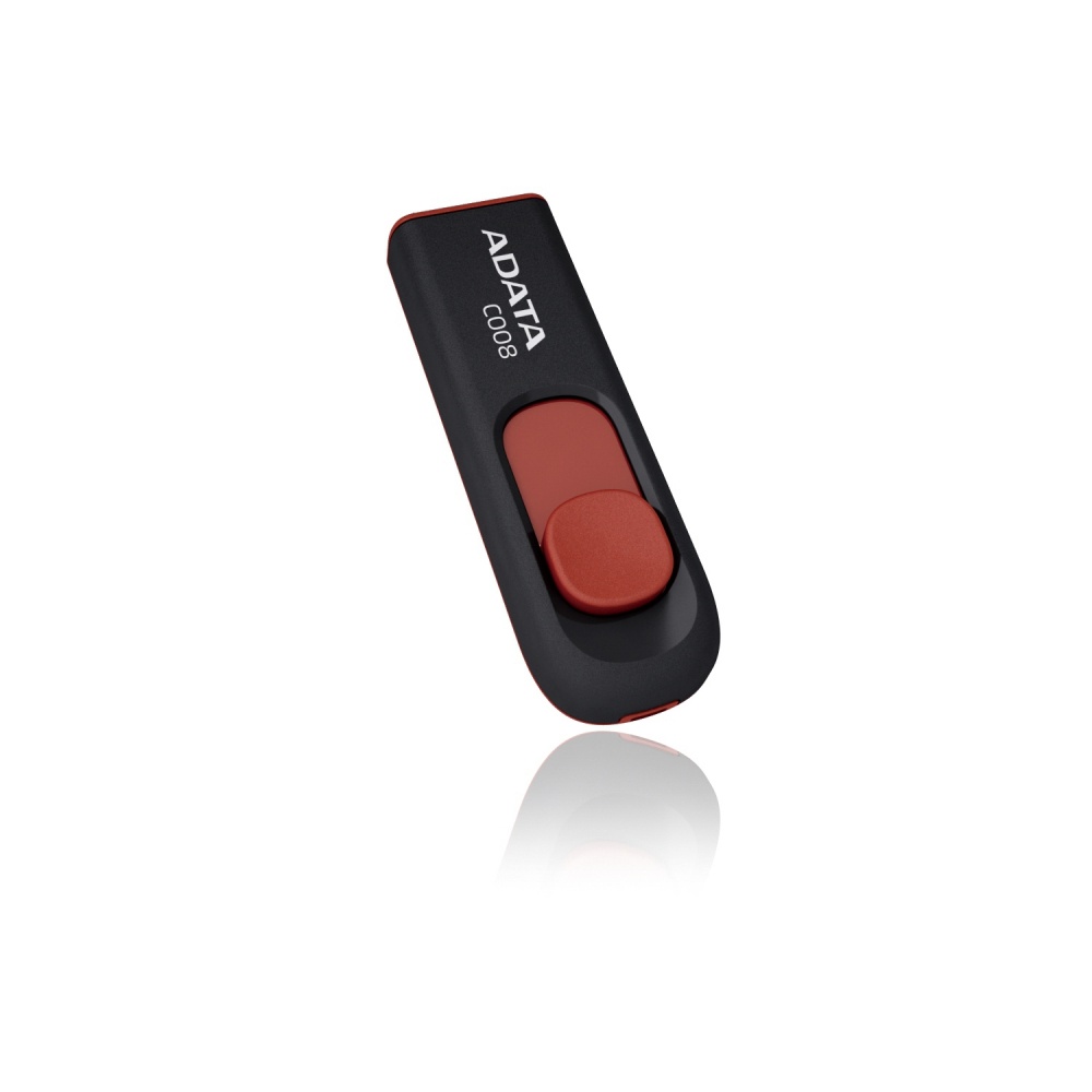 Memoria usb ADATA C008 64GB 64GB, 2.0, Factor de forma Deslizar, Color Negro/Rojo