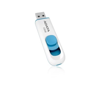Memoria Usb Adata 64GB C008, deslizable, Blanco con Azul