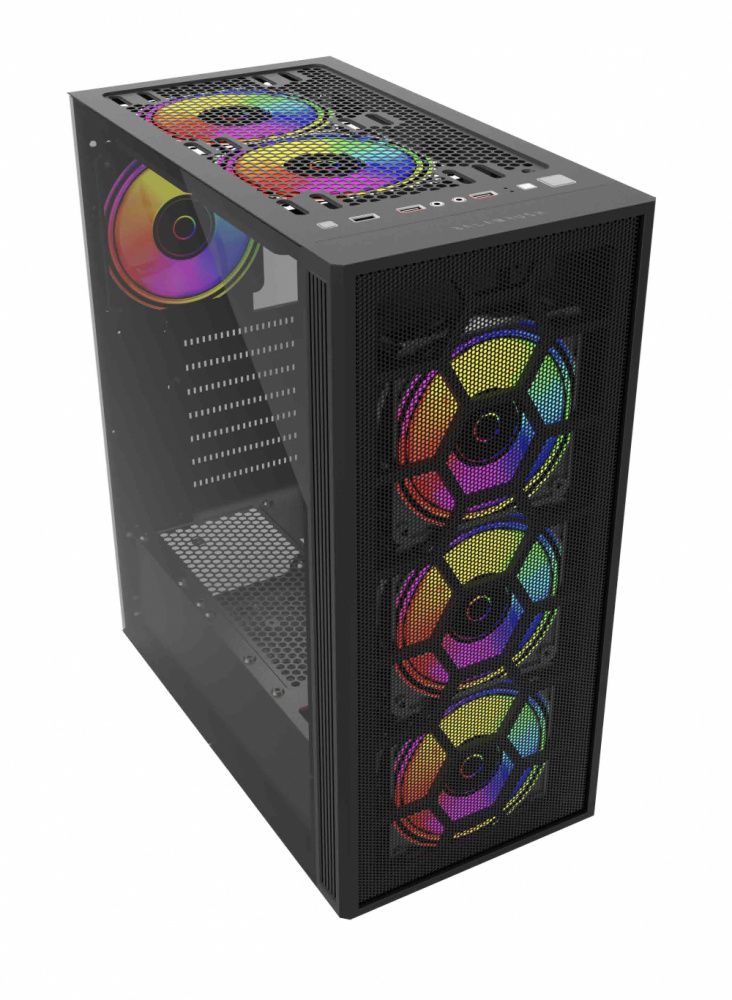Gabinete Balam Rush DragonFly II Mesh GM740 con Ventana, Mini-Tower, ATX/Micro ATX/Mini-ATX, USB 3.0, sin Fuente, 4 Ventiladores RGB Instalados, Negro