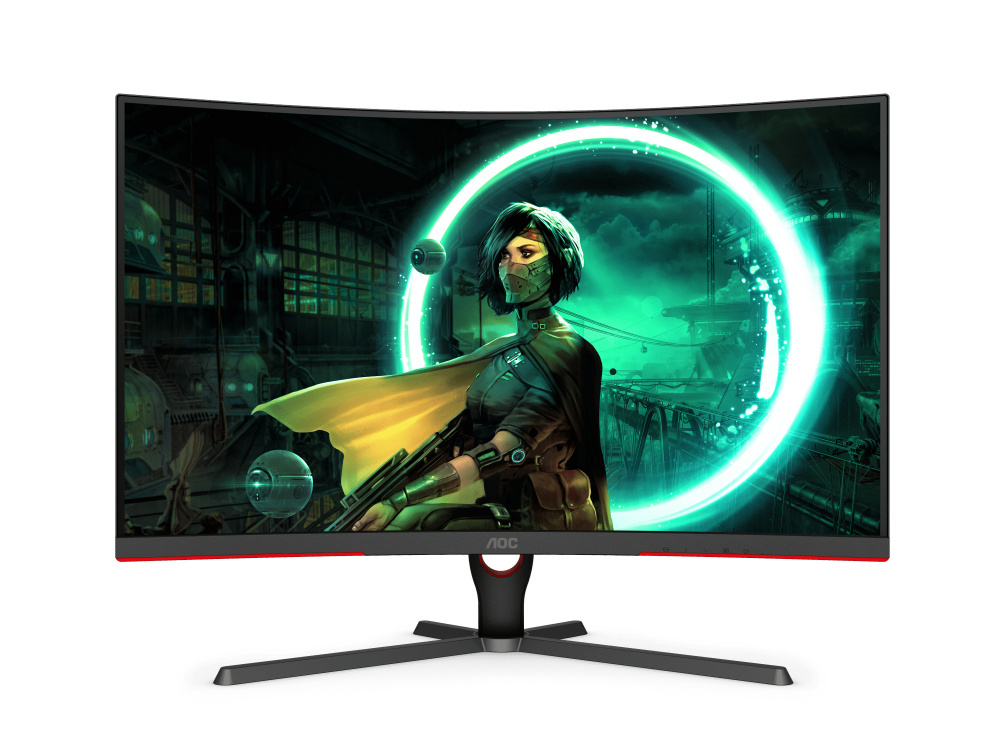 Monitor AOC C32G3E 31.5" Full HD, 1ms, 165Hz, Negro/Rojo, 2xHDMI, 1xDP,