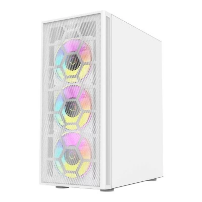 Gabinete Balam Rush DragonFly II Mesh GM740 con Ventana, Mini-Tower, ATX/Micro ATX/Mini-ATX, USB 3.0, sin Fuente, 4 Ventiladores RGB Instalados, Blanco