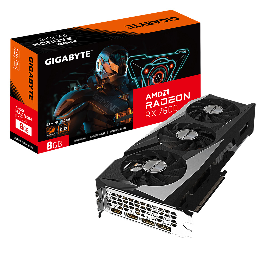 Tarjeta de Video Gigabyte Radeon RX 7600 GAMING OC 8G, 8GB, 128 Bit, GDDR6, PCI Express 4.0
