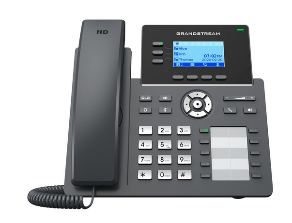 Grandstream Teléfono IP con Pantalla 2.21", Alámbrico, 3 Líneas, Altavoz, Negro