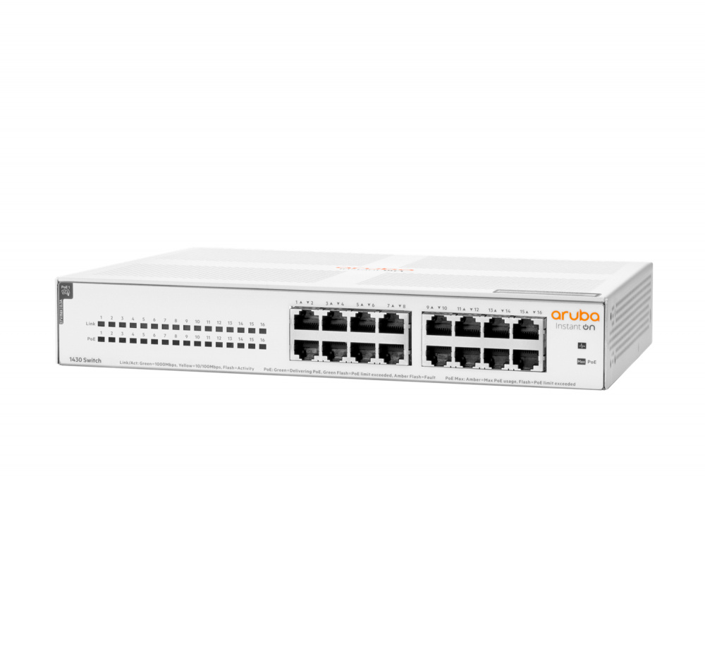 Switch HPE Networking Instant On Gigabit Ethernet 1430 16G, 16 Puertos PoE 10/100/1000Mbps, 124W, 32 Gbit/s, 8.192 Entradas - No Administrable