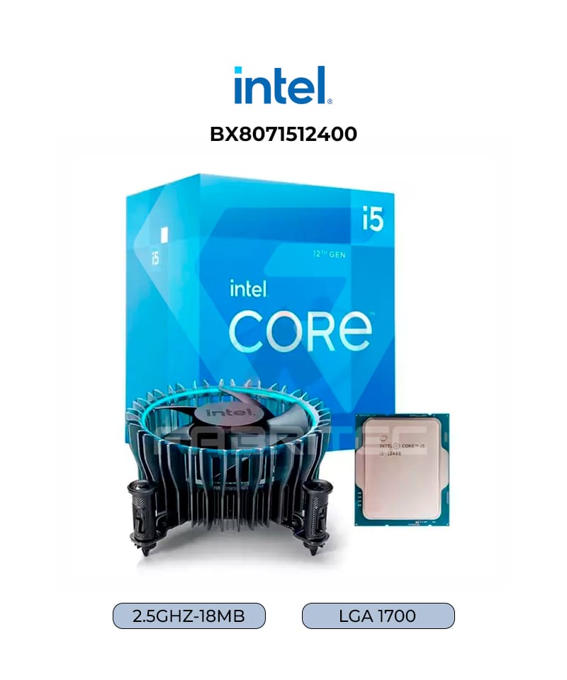 Procesador Intel Core i5-12400F 2.5Ghz, 18MB Cache, LGA 1700, No Incluye Graficos