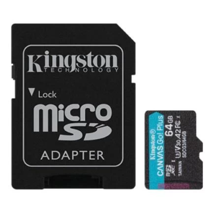 Memoria Micro SD Kingston Canvas Go Plus, 64GB, Velocidad 170 MB/s, Clase 10