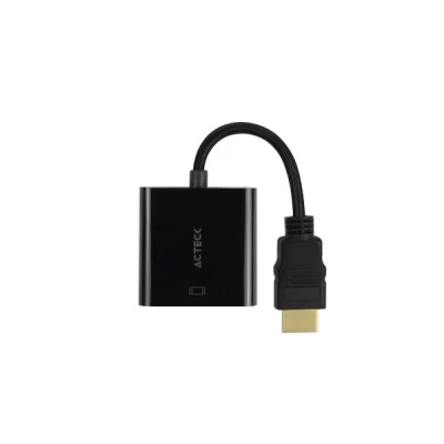 Adaptador de video Acteck HDMI Macho a VGA Hembra, 20cm, Negro