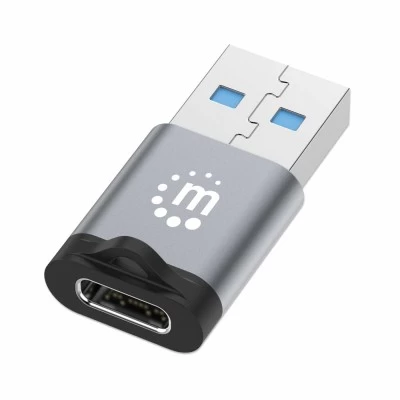 Adaptador Manhattan USB 3.0 tipo-A Macho a USB tipo C Hembra, 5Gbps, Color Negro