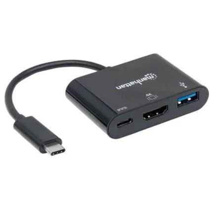 Docking manhattan usb-c a hdmi multipuertos color negro
