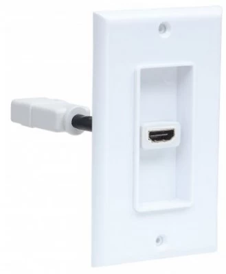 Placa de pared Manhattan Con un Puerto HDMI hembra, Color Blanco