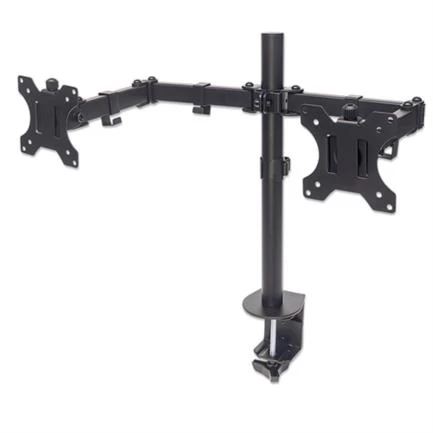 Soporte monitor manhattan universal para 2 monitores 13" a 32" brazos doble articulación color negro