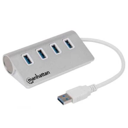 Hub manhattan usb 3.0 superspeed 4 puertos color aluminio