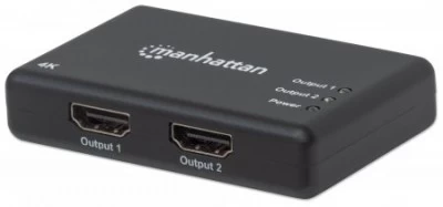 Divisor de Video Manhattan, Splitter HDMI, 2x HDMI, 3840 x 2160 Pixeles, 4K Ultra HD, Color Negro