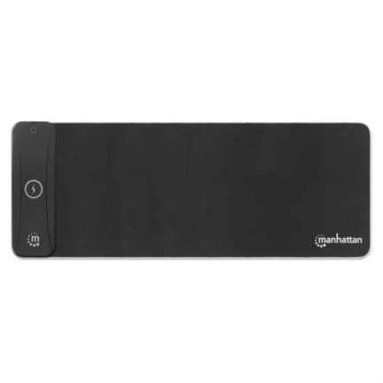 Mousepad Manhattan con Cargador Inalambrico, Resistente al agua, iluminacion LED, 800mm x 300mm, Color Negro