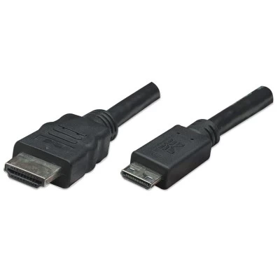 Adaptador Manhattan 304955, Mini HDMI-19-p a HDMI-19-p, Macho/Macho, Color Negro