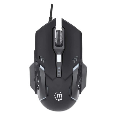 Mouse Manhattan Optico Gaming 6 Botones, led, 3200 DPI, interfaz USB tipo A, Color Negro