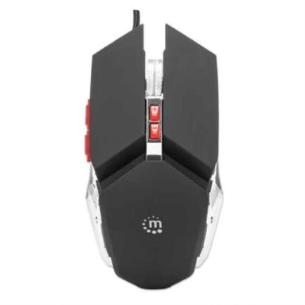 Mouse Manhattan Mouse optico Gaming LED con cable Optico, 7 Botones, 3200 DPI, interfaz USB tipo A, Negro