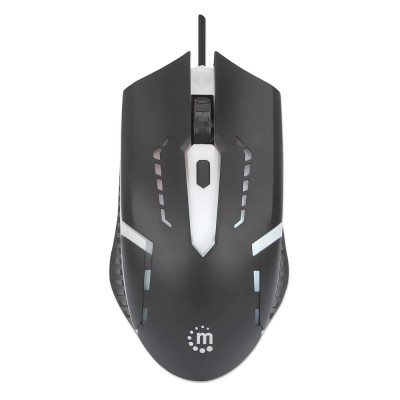 Mouse Manhattan Optico Luminiscente RGB USB, 4 Botones, 1500 DPI, interfaz USB tipo A, Color Negro