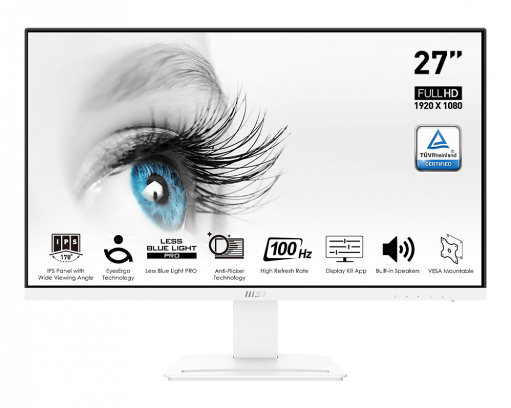 Monitor MSI PRO MP273AW LED 27", Full HD, 100Hz, HDMI, Bocinas Integradas (2x 3W), Blanco