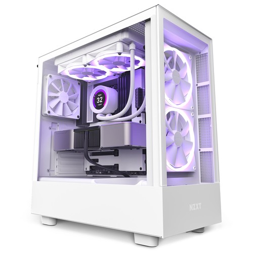 Gabinete NZXT H5 Elite, color Blanco, Ventana lateral Cristal, Ventiladores frontales 2x140 mm