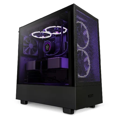 Gabinete NZXT H5 Flow Midi-Tower, Ventana lateral Cristal, 1x Ventiladores 120mm, Negro
