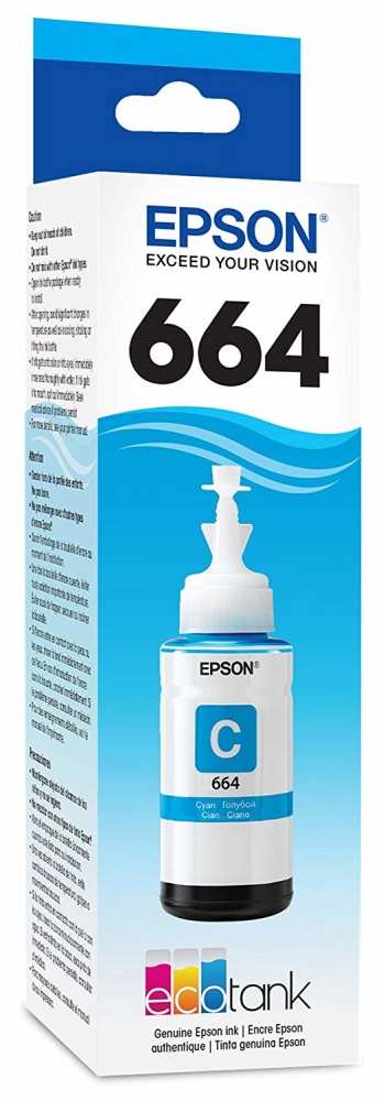 Tanque de Tinta Epson 664 Cian, 70ml, 6.500 Páginas, T664220-AL