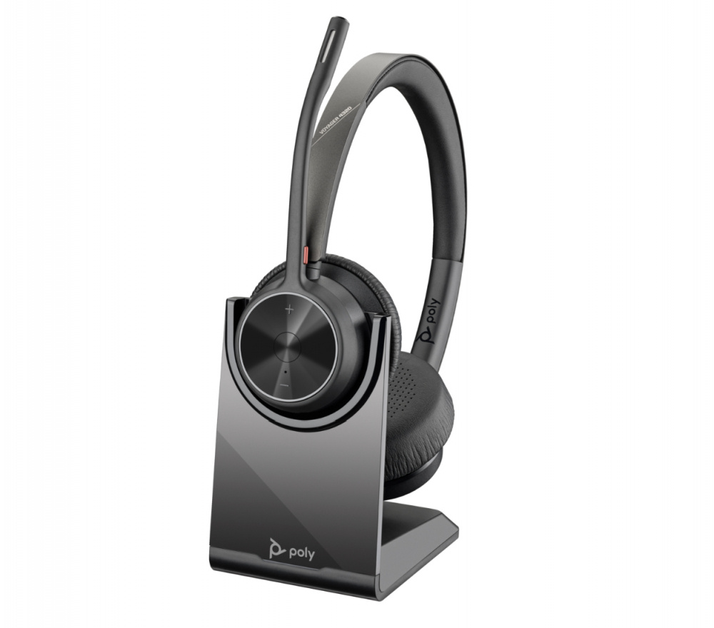Poly Audífonos Voyager 4320 UC, Inalámbrico, USB-A, Negro, incluye Adaptador BT700/Base de Carga