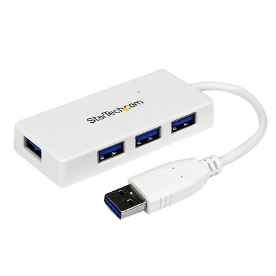 Startech.com adaptador concentrador hub ladrón usb 3.0 super speed 4 puertos salidas portátil para laptop ordenador - blanco - hub - 4 x superspeed usb 3.0 - sobremesa - para p/n: fcreadmic