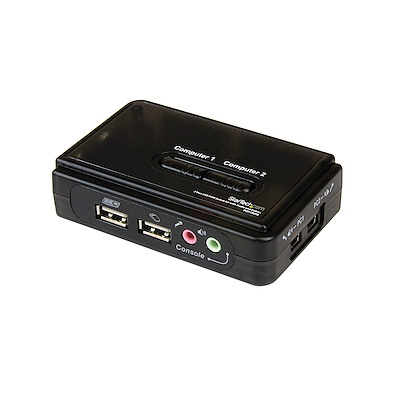 Startech.com juego conmutador kvm 2 puertos todo incluido - usb - audio y vídeo vga - 2x usb a hembra - 2x mini usb b hembra - hd15 macho - conmutador kvm / audio - 2 x kvm / audio - 1 usua