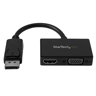 Startech.com adaptador dp de audio/vídeo para viajes - conversor displayport a hdmi o vga compatible con thunderbolt - 1920x1200 - vídeo conversor - displayport - hdmi, vga - negro