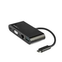 StarTech.com Docking Station USB C de 1 Puerto, 1x VGA, 1x RJ-45, Negro