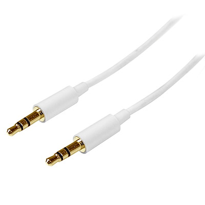 Startech.com cable de 2 metros delgado de audio estéreo mini jack de 3,5mm - blanco - macho a macho - cable de audio - mini-phone stereo 3.5 mm macho a mini-phone stereo 3.5 mm macho - 2 m