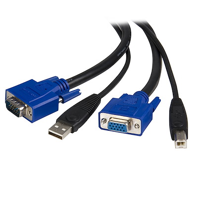 Startech.com cable kvm de 1,8m todo en uno vga usb a usb b hd15 - 6ft pies 2 en 1 - cable de teclado / vídeo / ratón / usb - hd-15 (vga), usb tipo b (m) a usb, hd-15 (vga) - 1.8 m - para p/