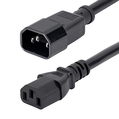 Startech.com cable de 1,8m de extensión de alimentación para pc c14 a c13 con calibre 14awg - cable alargador de alimentación - iec 60320 c14 a iec 60320 c13 - 1.8 m - negro