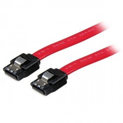 Startech.com cable sata serial ata 45cm con seguro cierre de seguridad  bloqueo con pestillo latching - cable sata - serial ata 150/300/600 - sata (r) a sata (r) - 46 cm - trabado - rojo -