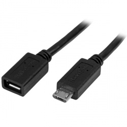 Startech.com cable de 50cm micro usb de extensión - alargador micro usb 2.0 macho a hembra - cable alargador usb - micro-usb tipo b (m) a micro-usb tipo b (h) - usb 2.0 - 50 cm - negro