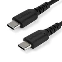 Cable de carga de 1m usb c de carga rápida usb 20 tipo c a usb c revestimiento tpe de fibra de aramida mm 60w negro startechcom mod rusb2cc1mb