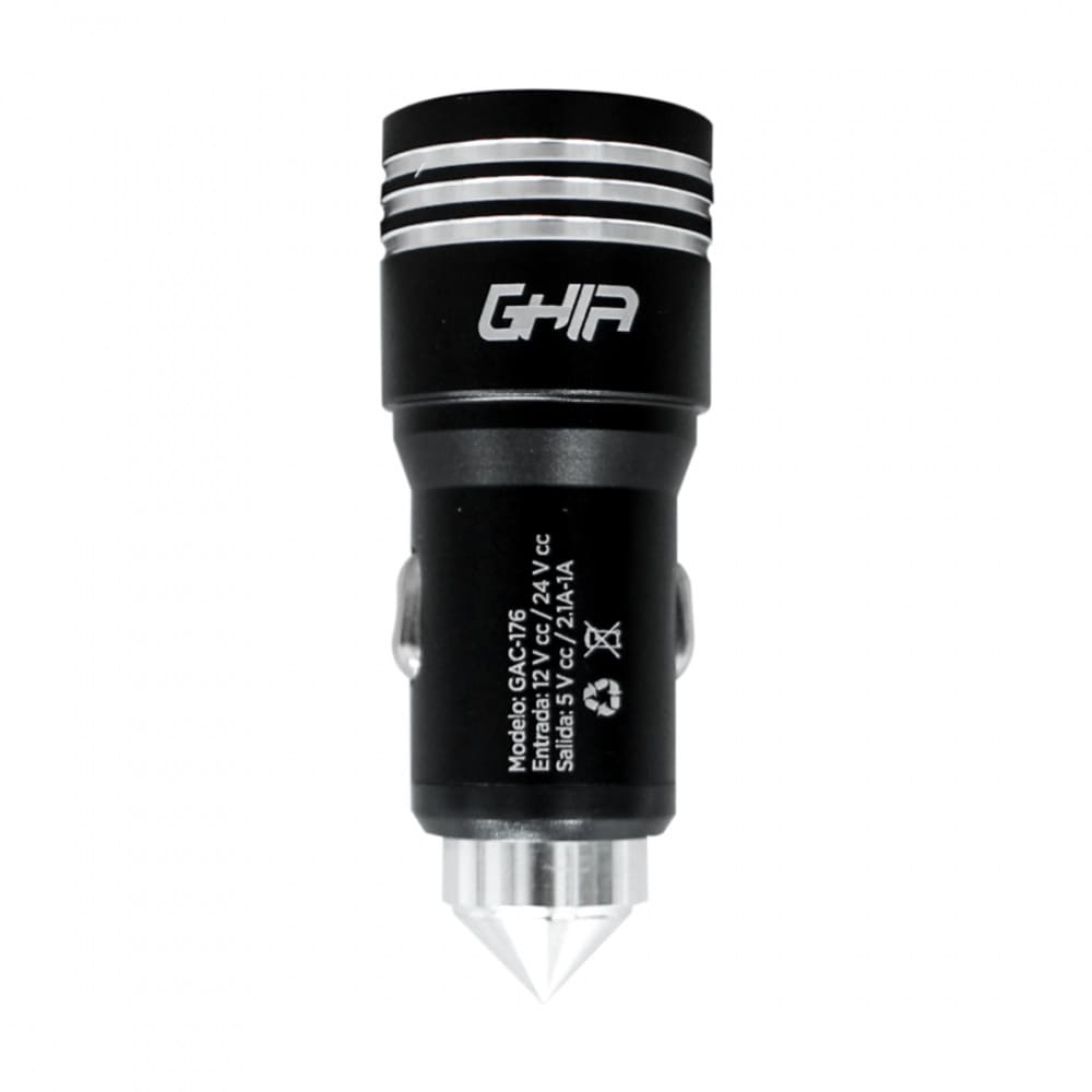 Ghia Cargador para Auto GAC-176, 5V, 2x USB 2.0, Negro