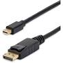 Startech.com cable adaptador de 1,8m de monitor mini displayport 1.2 macho a dp macho - 4k - cable displayport - mini displayport (m) a displayport (m) - 1.8 m - trabado - negro - para p/n:
