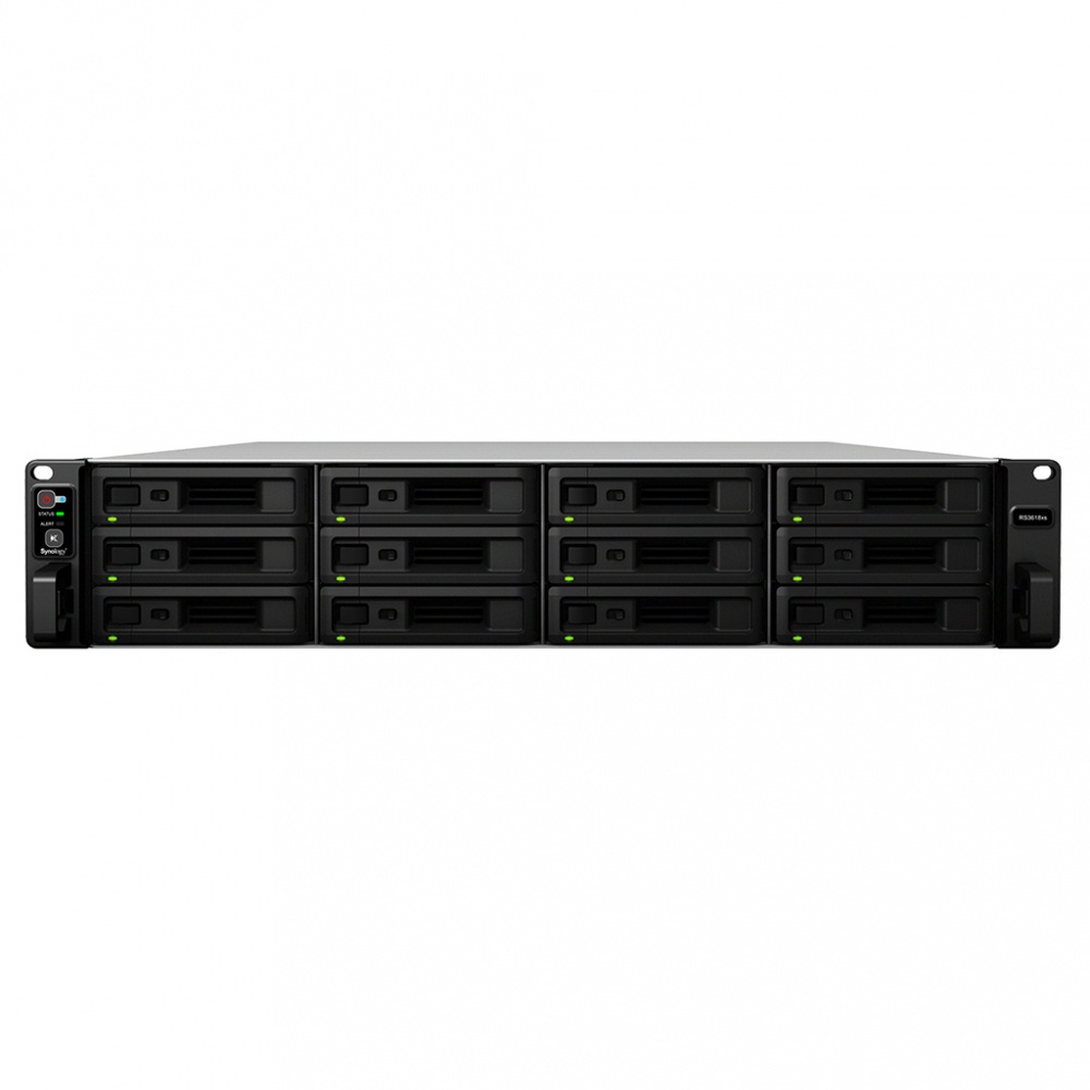 Synology Servidor NAS RS3618XS de 12 Bahías, máx. 192TB, Intel Xeon D-1521 2.40GHz, 8GB DDR4, USB 3.0, Negro ― no incluye Discos