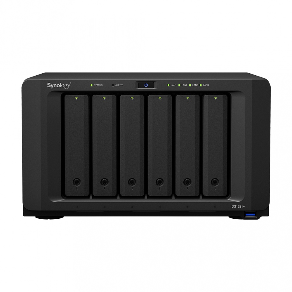 Synology DiskStation DS1621+ NAS de 6 Bahías, max. 108TB, AMD Ryzen V1500B 2.20GHz, 3x USB 3.0, Negro
