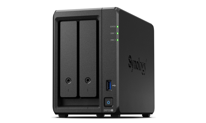Synology Servidor NAS DiskStation DS723+ de 2 Bahías, AMD Ryzen R1600 2.60GHz, 2GB DDR4, 1x USB 3.2, Negro