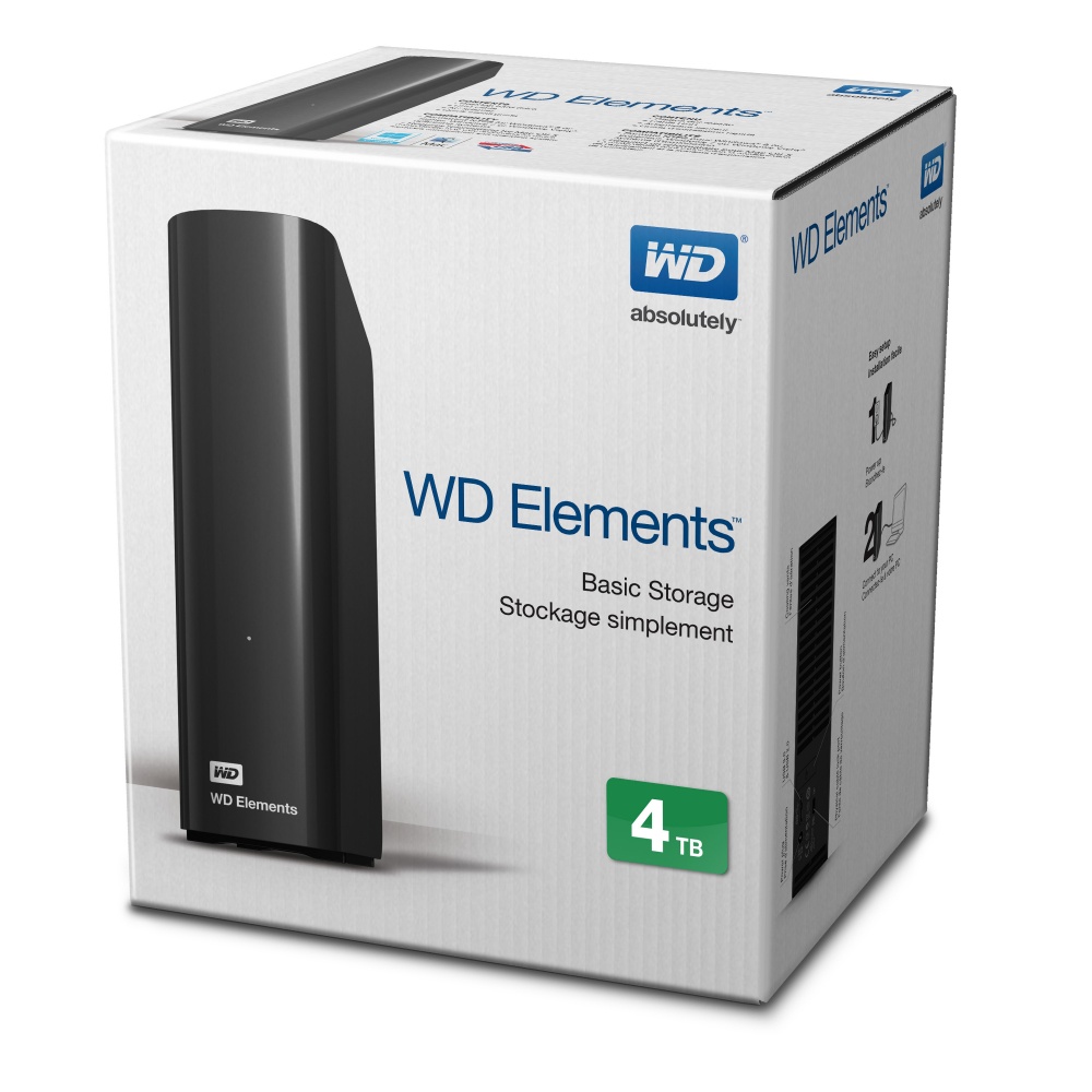 Disco Duro Externo Western Digital WD Elements Desktop 3.5'', 4TB, USB 3.0, Negro - para Mac/PC