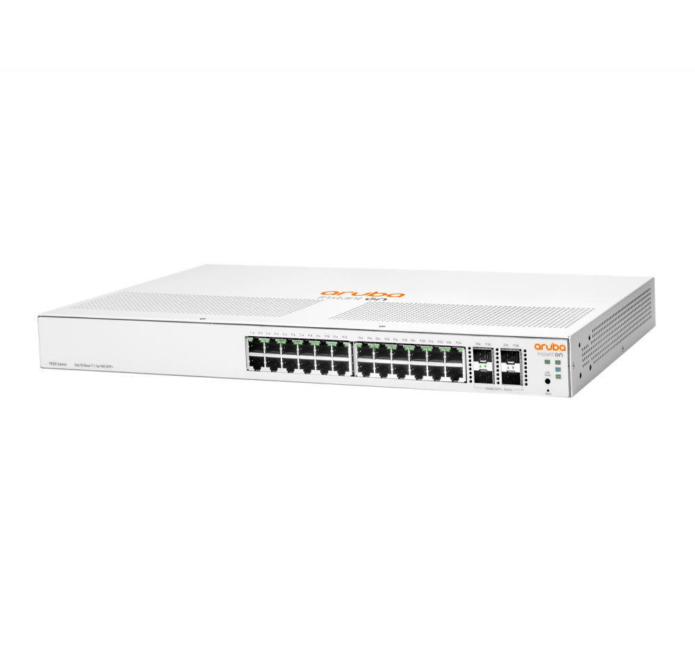 Aruba Instant On 1930 28 Puertos GB Ethernet 24xGE, 4X 1G, 10G SFP+, L2+ Interruptor Inteligente Cable US, JL682A, Blanco