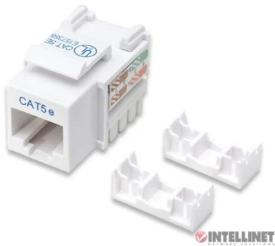 JACK RJ45 CAT5E DE IMPACTO (KEYSTONE) INTELLINET, BLANCO, INCLUYE CINCHO SUJETADOR.